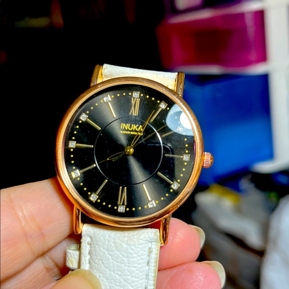 Inuka Women's Black and Gold Watch - Picture 1 of 7
